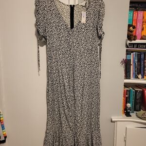 HYFVE Black and White Floral Midi Dress